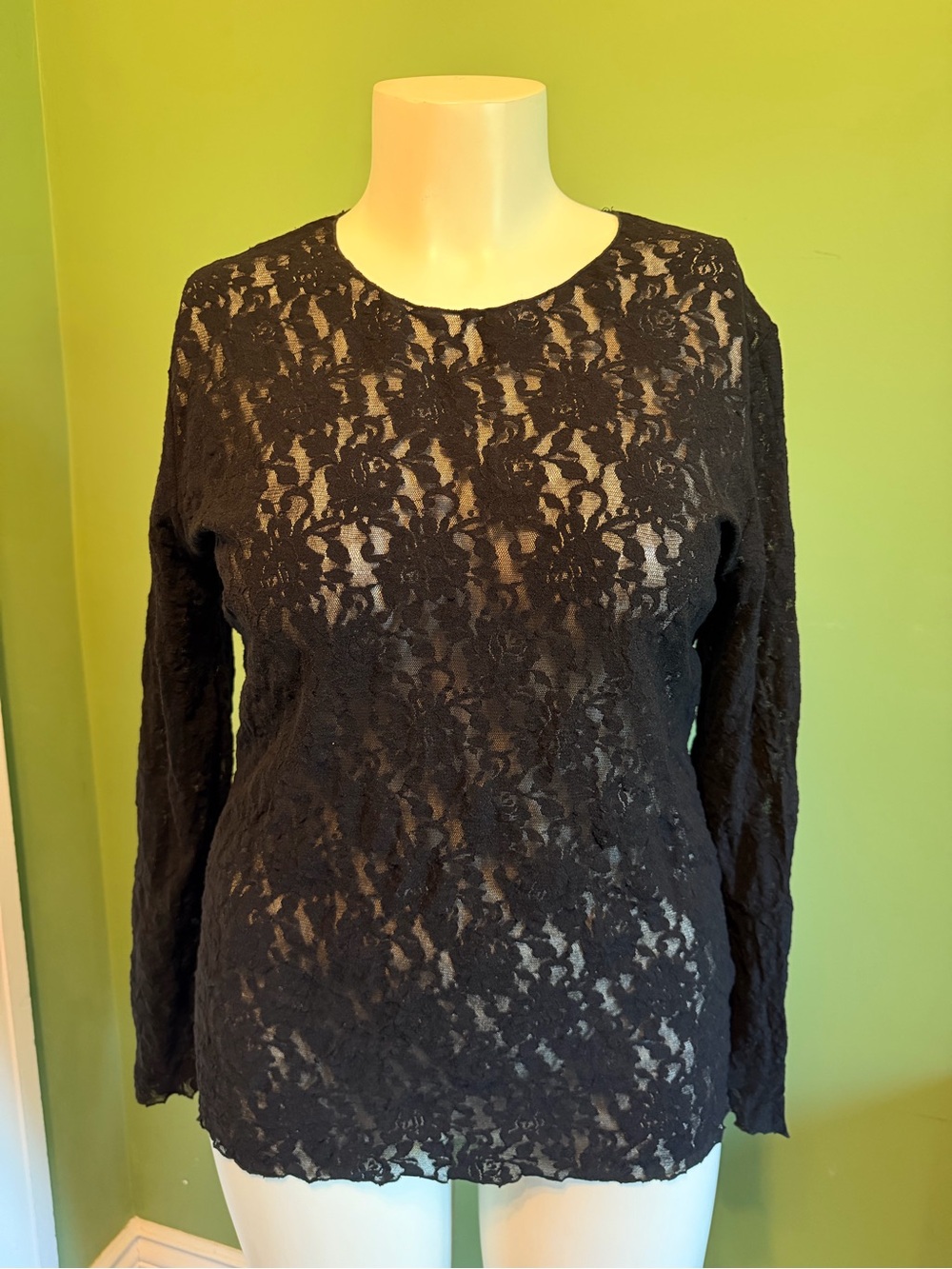 HANKY PANKY Black Lace Long-Sleeve Women's Top 1XL